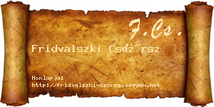 Fridvalszki Csörsz névjegykártya